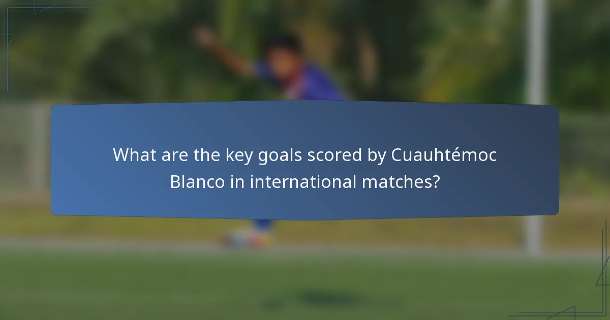 What are the key goals scored by Cuauhtémoc Blanco in international matches?