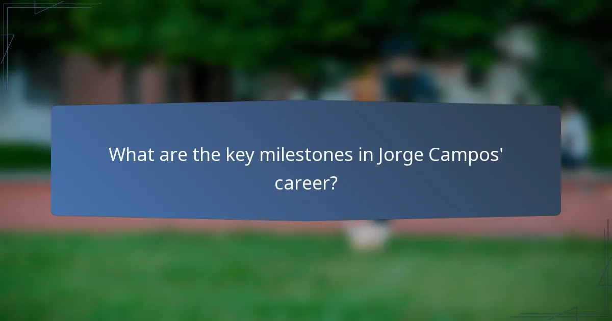 What are the key milestones in Jorge Campos' career?